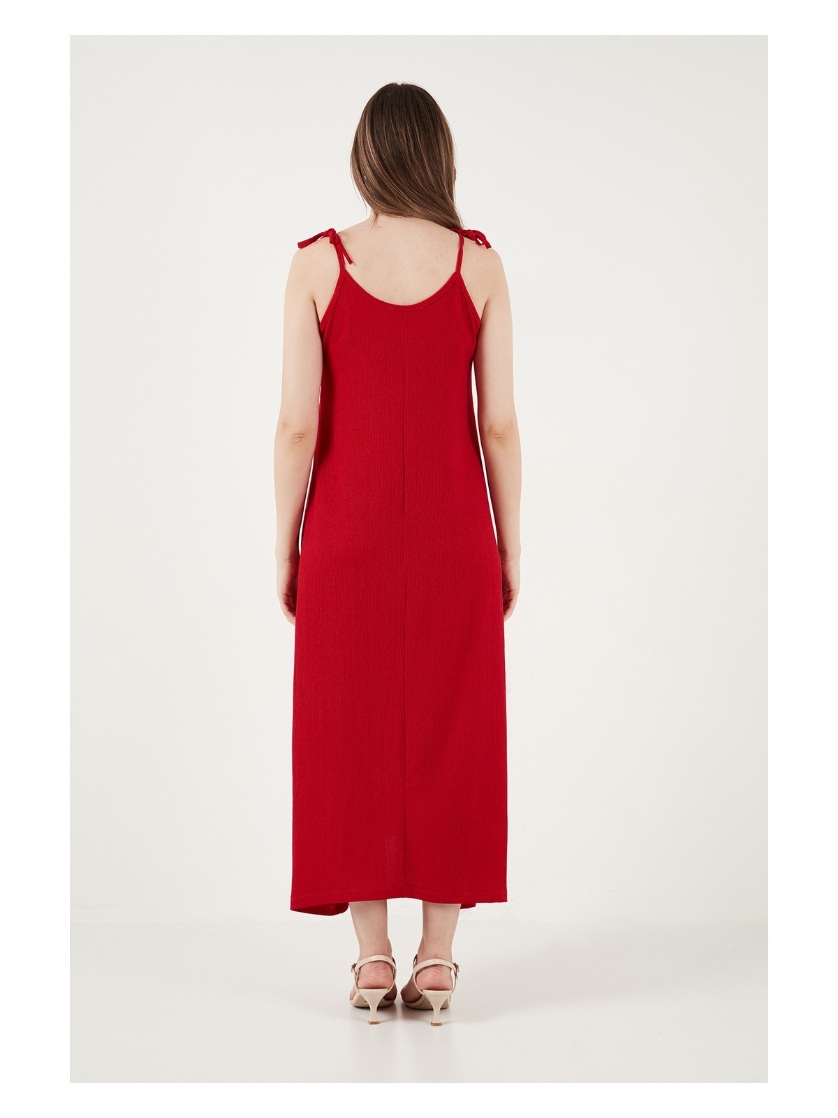 Lela Regular Fit Ip Askılı Uzun Elbise Bayan Elbise 5865732 - Görsel 7
