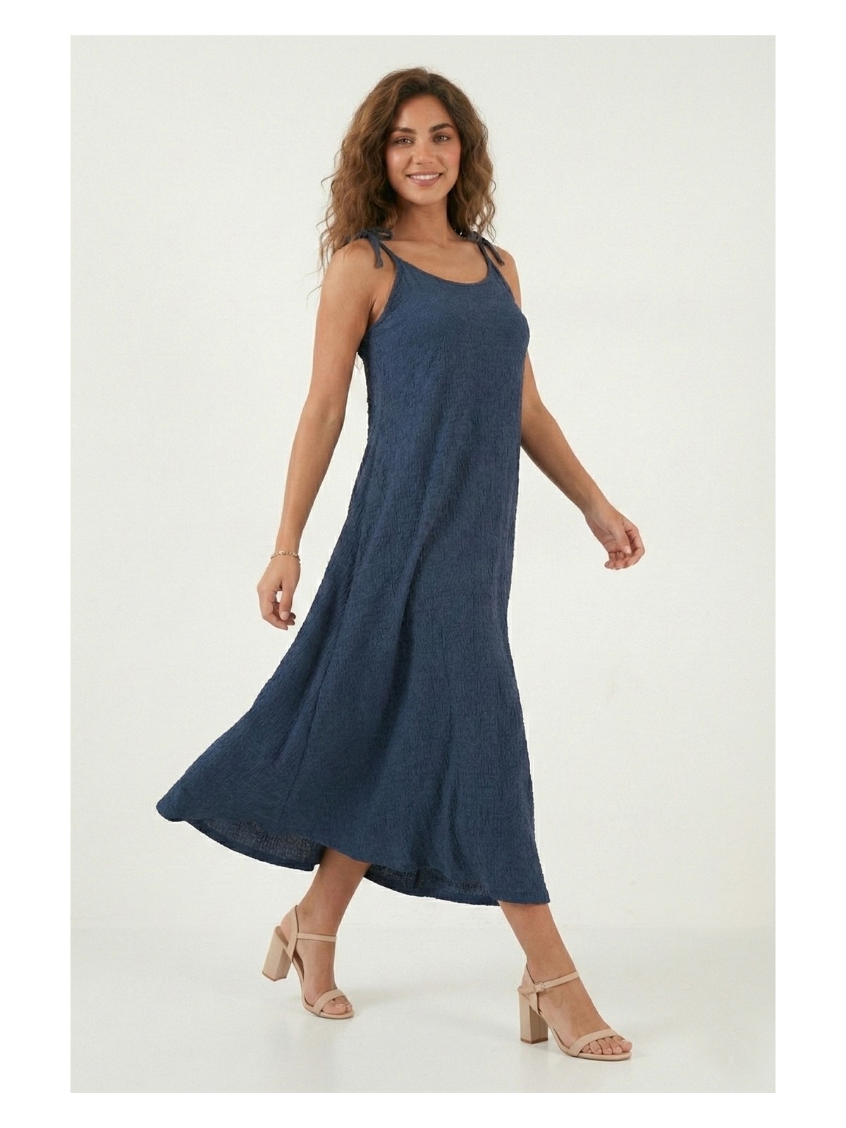 Lela Regular Fit Ip Askılı Uzun Elbise Bayan Elbise 5865732 - Görsel 5
