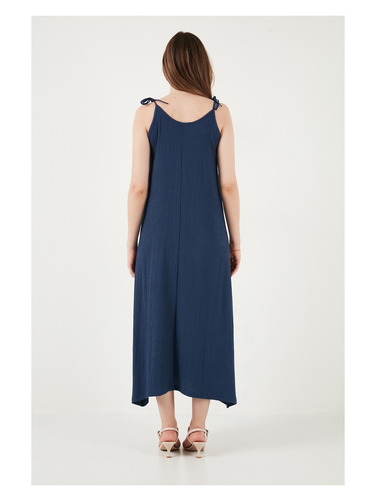 Lela Regular Fit Ip Askılı Uzun Elbise Bayan Elbise 5865732 - Görsel 7