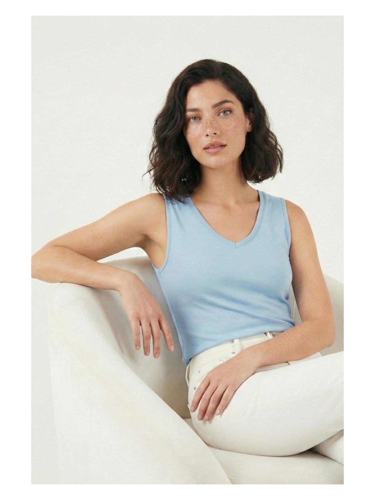 Lela Kalın Askılı V Yaka Bluz Bayan Bluz 5864384 - Görsel 5