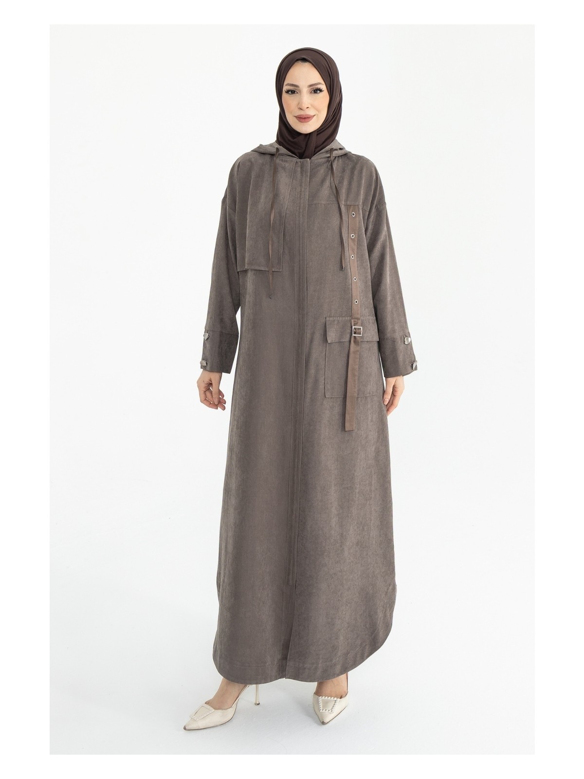 Kadeem Giyim Sahra Cupra Kemer Detaylı Ferace Siyah - 422637 - Görsel 5