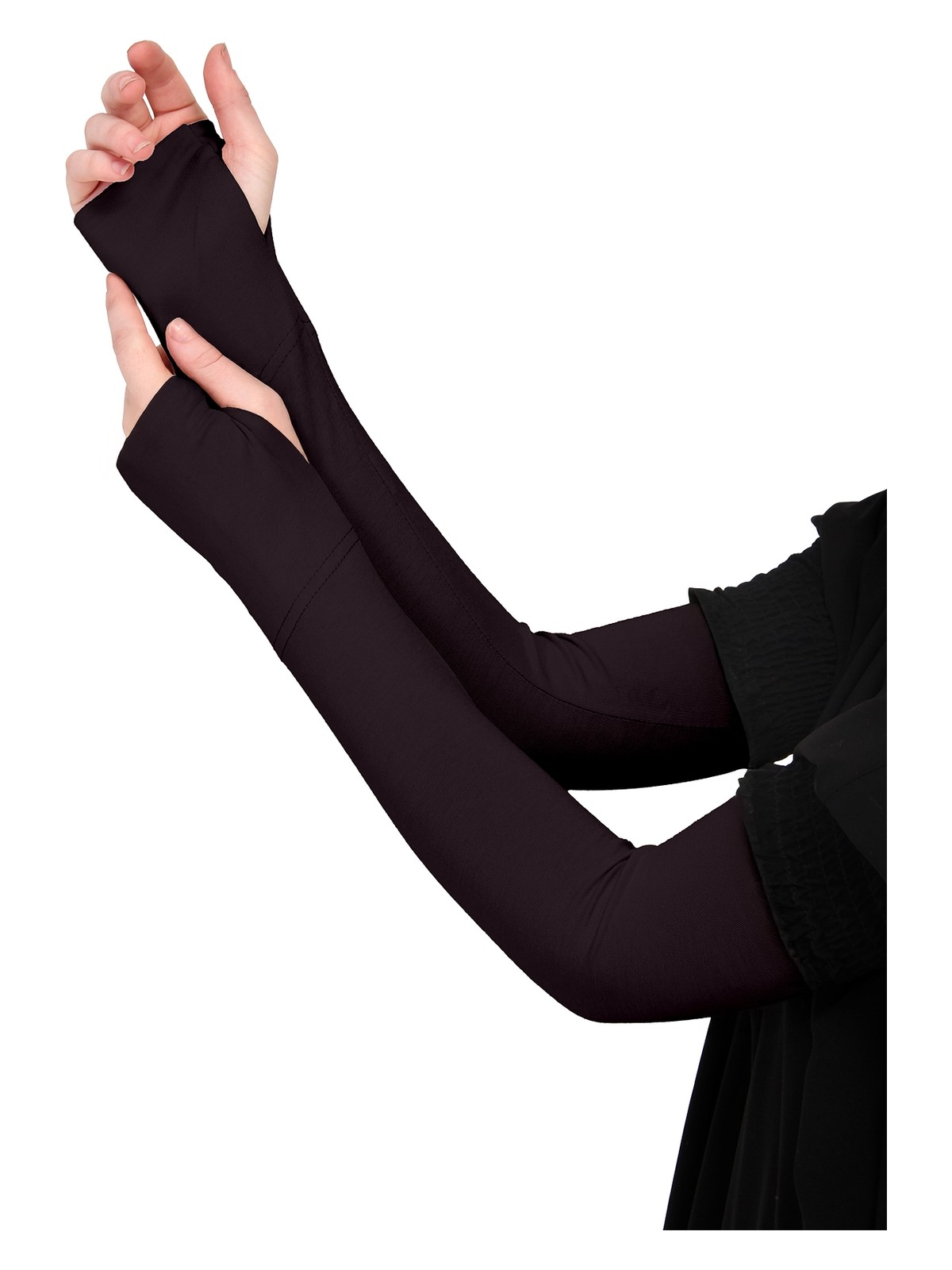 Manolyaşal İslamic Hijab Parmak Geçmeli 45CM Likralı Penye Kolluk 1 Çift