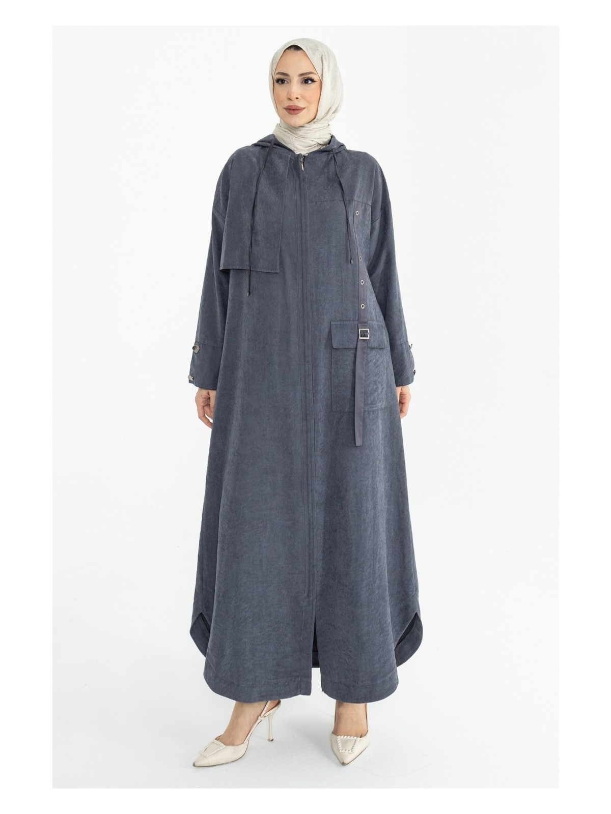 Kadeem Giyim Sahra Cupra Kemer Detaylı Ferace Siyah - 422637 - Görsel 4