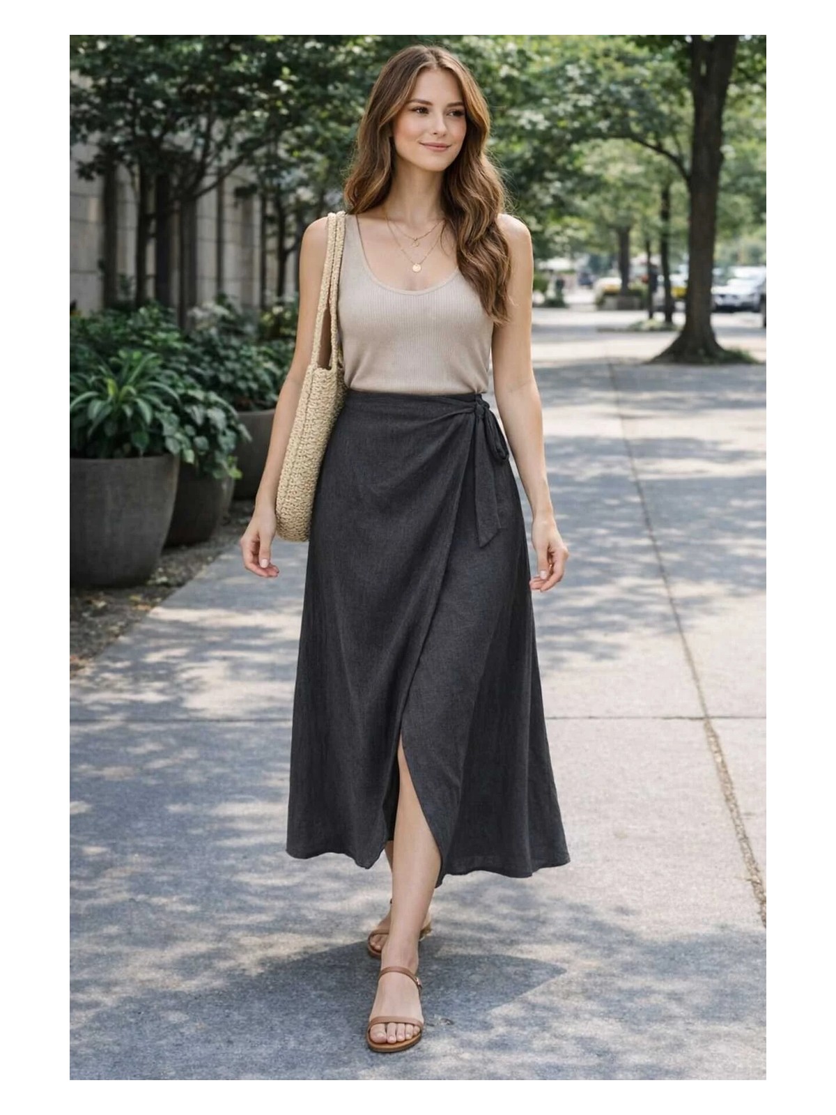 İnce Moda Giyim Yüksek Bel Maxi Etek – 2 Model Seçenekli (Antrasit & Kahve)