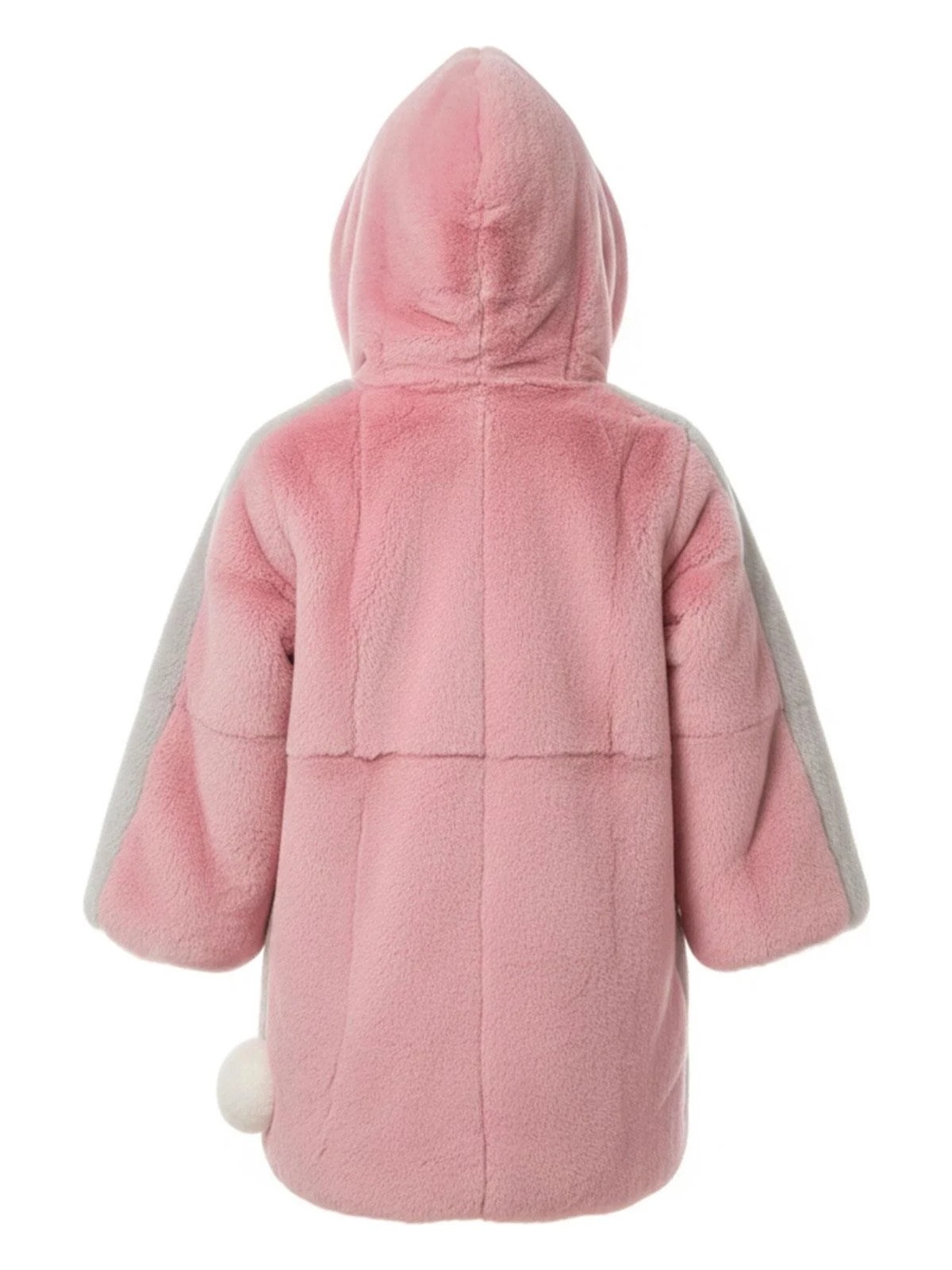 Deriderim Pembe Gri Tavşan Masal Kapüşonlu Kız Çocuk Kabanı - Görsel 5