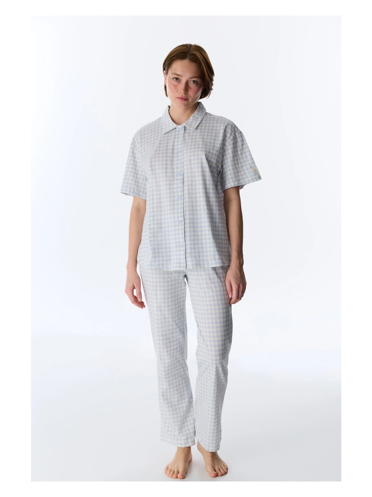 Penti Mavi Cozy Club Gingham Gömlek Pantolon Pijama Takımı