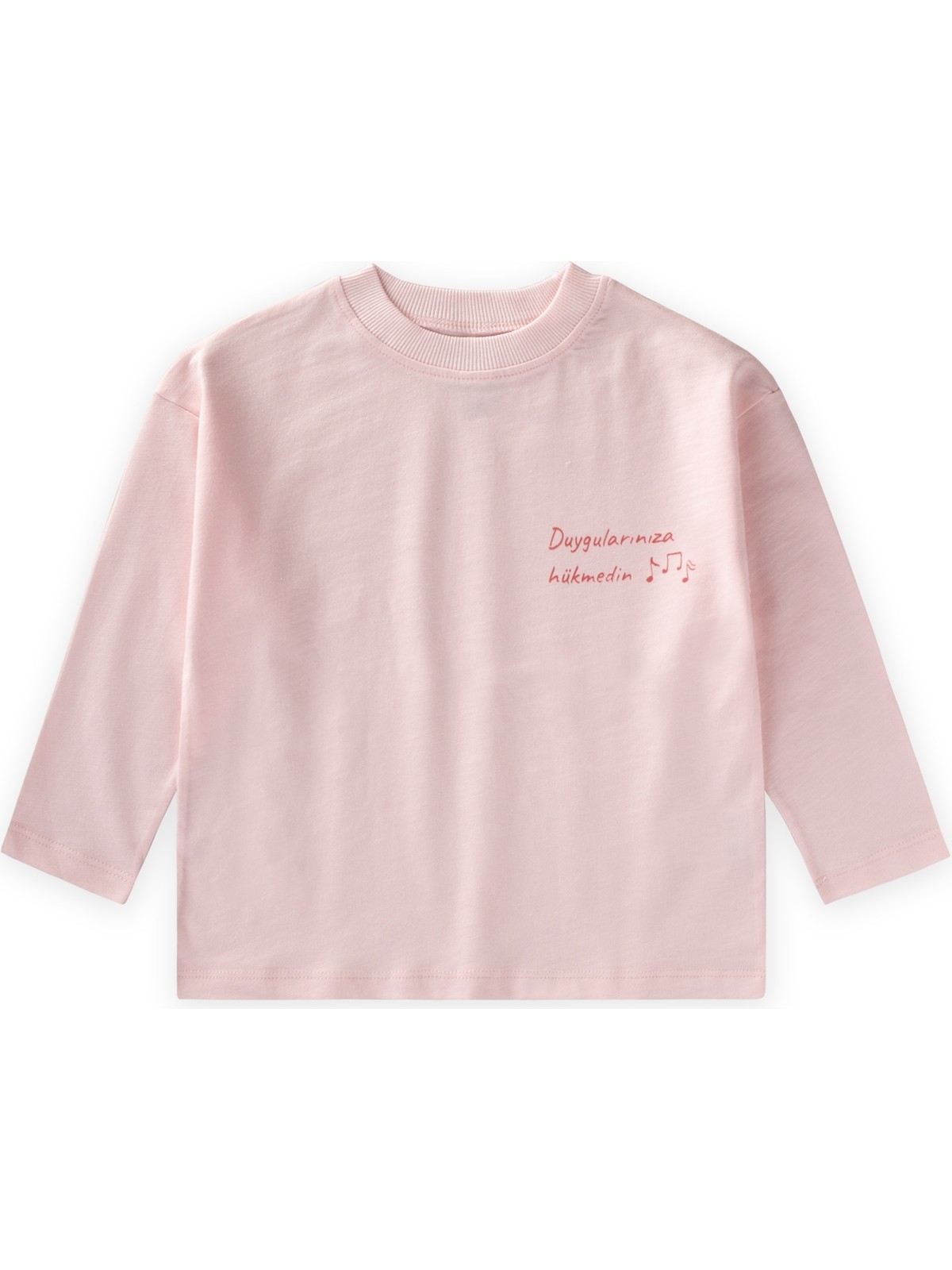 Cigit Sloganlı Uzun Kollu T-Shirt 2-10 Yaş Pudra Pembe
