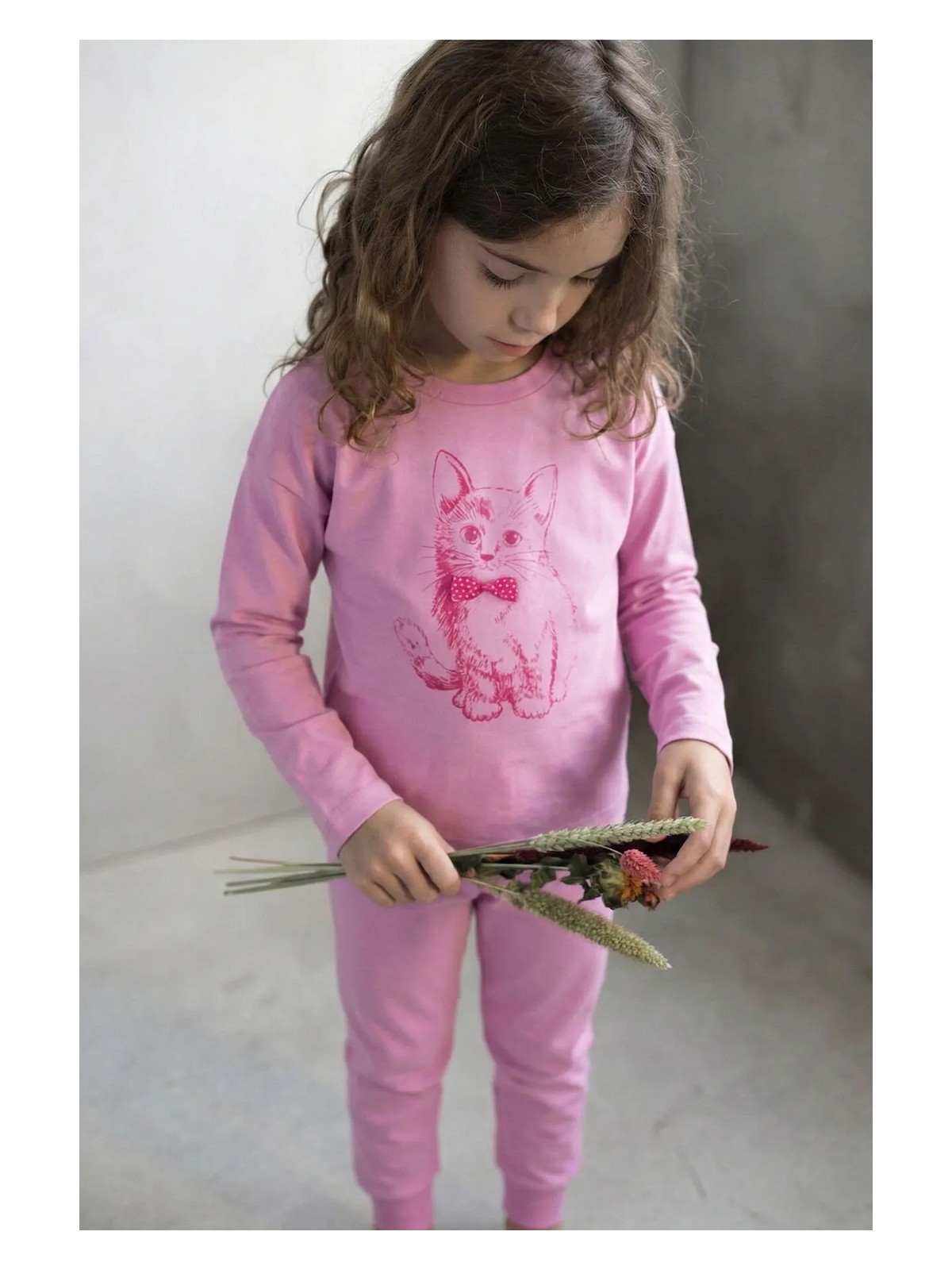 Cigit Kedi Baskılı Pijama Takım 2-8 Yaş Pembe