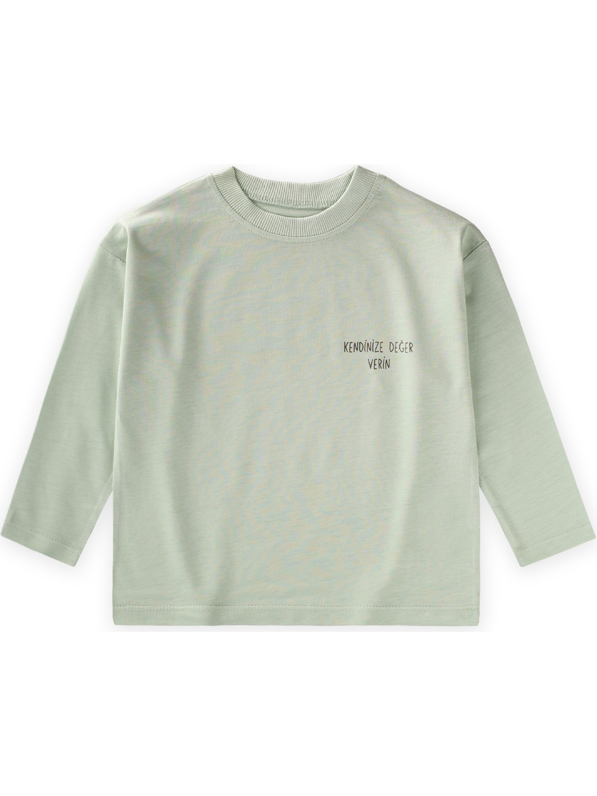 Cigit Sloganlı Uzun Kollu T-Shirt 2-10 Yaş Su Yeşili