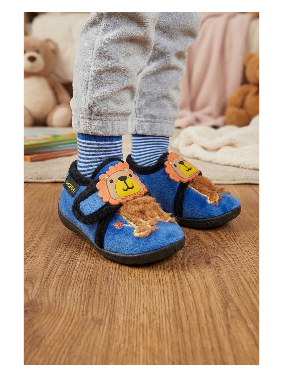 Gezer Bebe Erkek Çocuk Kışlık Cırtlı Ayarlanabilir Günlük Okul Kreş Panduf Ayakkabı - Görsel 3