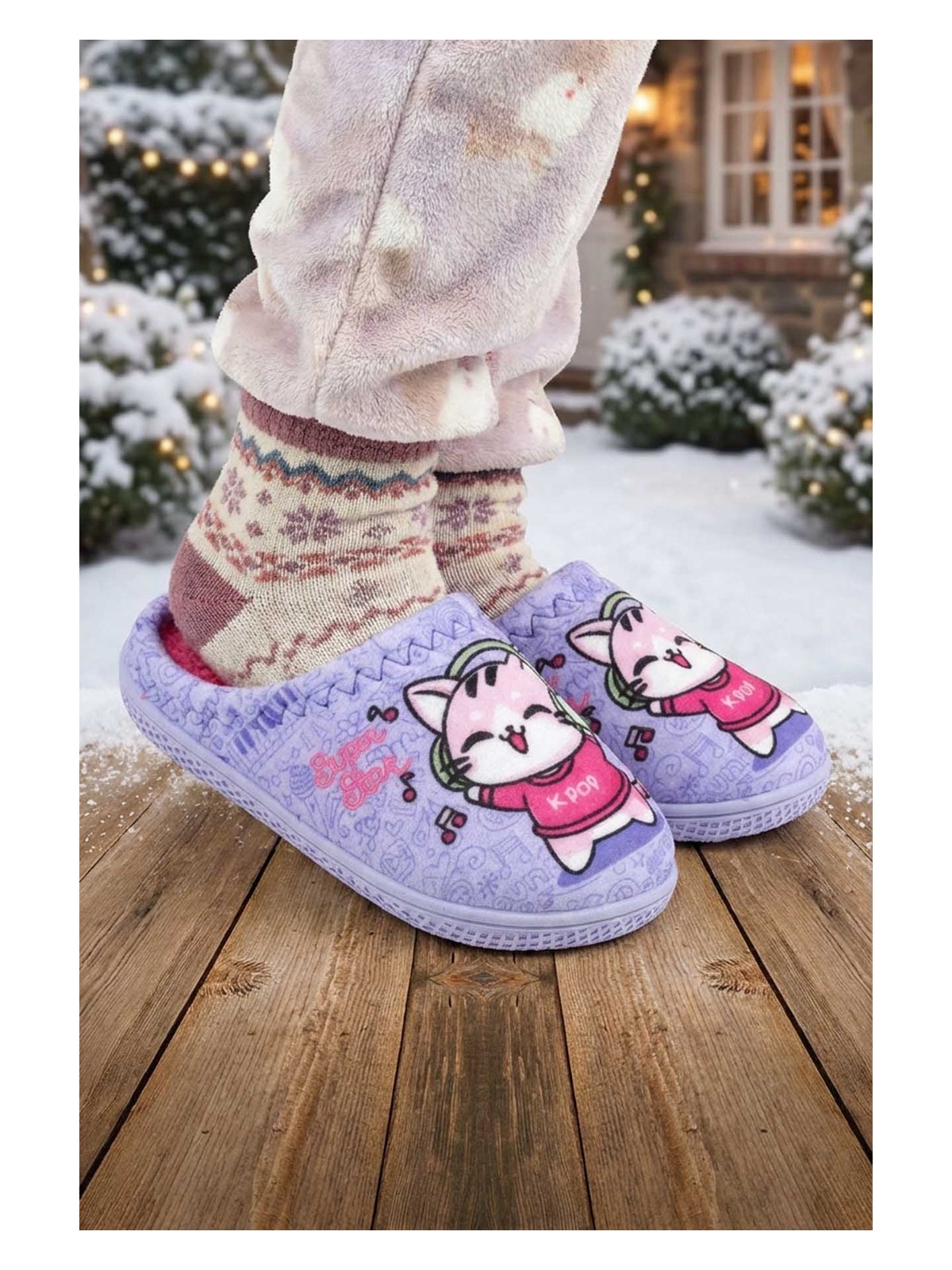 Gezer Kız Çocuk Kışlık Rahat Taban Ev Bahçe Gondol Terlik