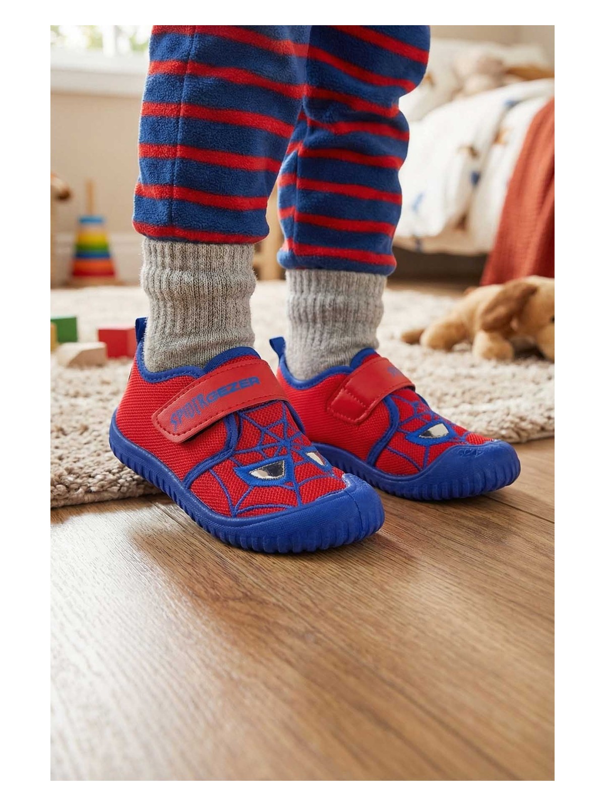 Gezer Erkek Çocuk Yazlık Keten Rahat Taban Tek Cırt Cırtlı Ayarlanabilir Ev Bahçe Okul Kreş Günlük Ayakkabı - Görsel 3