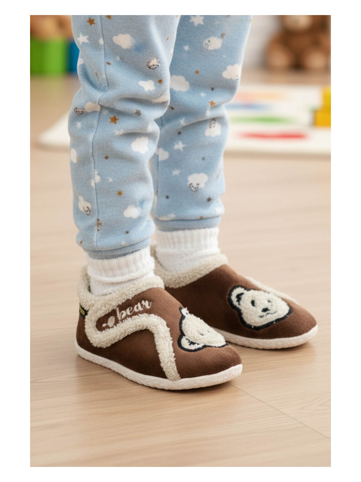 Gezer Erkek Çocuk Kışlık PVC Rahat Taban Tek Cırt Cırtlı Ayarlanabilir Kemer Ev Okul Kreş Panduf Ayakkabı