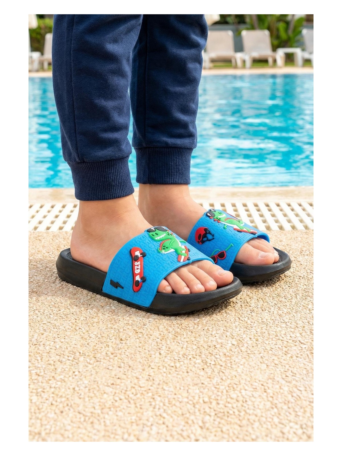 Gezer Erkek Çocuk Yazlık Pu Ev Banyo Bahçe Plaj Havuz Günlük Terlik - Görsel 3