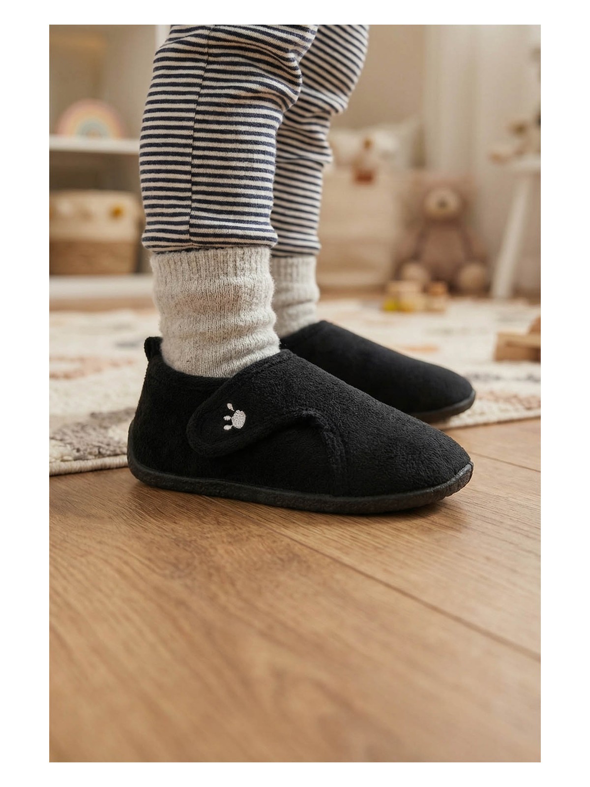 Gezer Kışlık Kız Çocuk Rahat Taban Cırt Cırtlı Ayarlanabilir Ev Okul Kreş Panduf Ayakkabı - Görsel 3