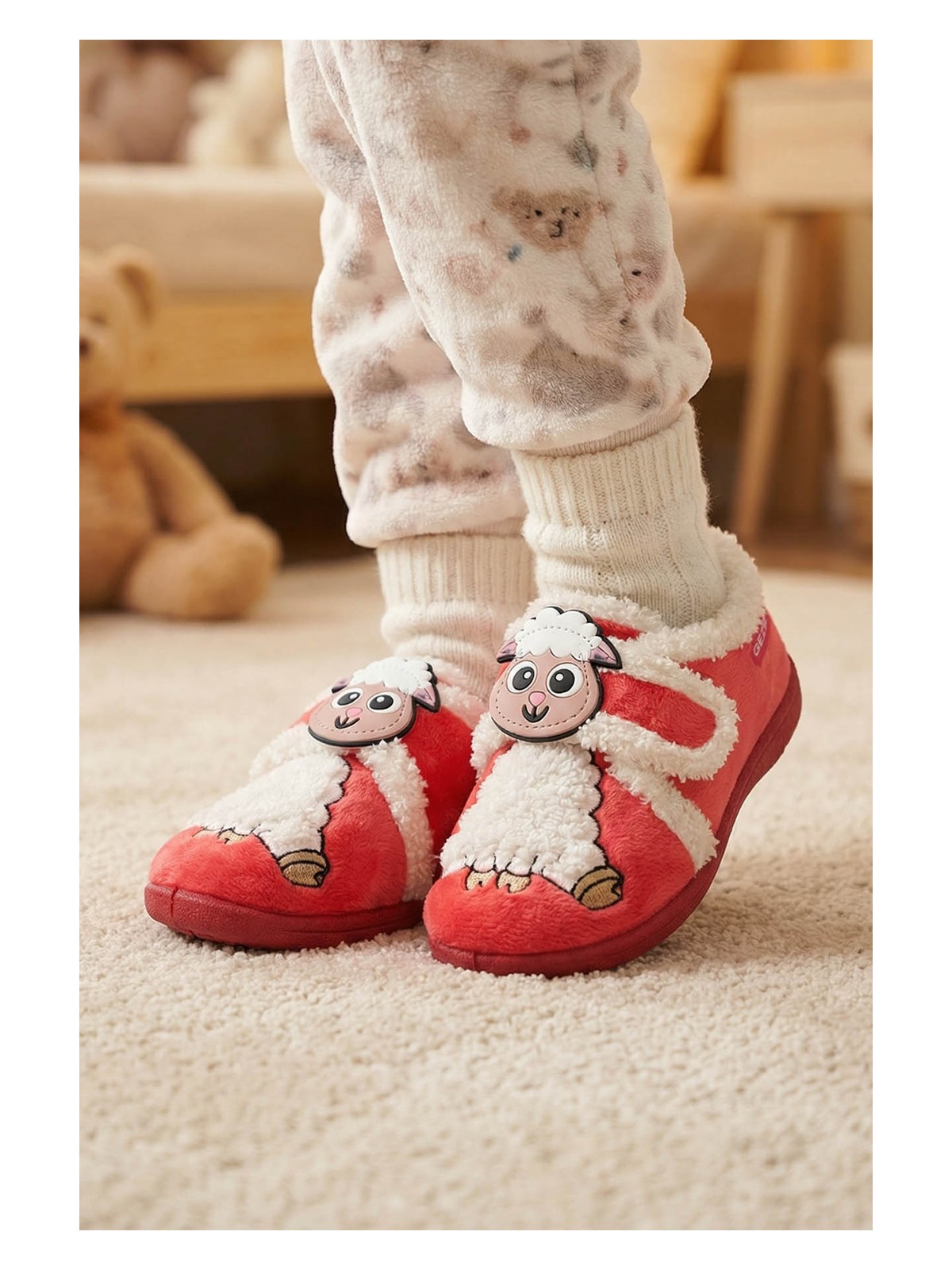 Gezer Kışlık Cırtlı Ayarlanabilir Rahat İç Taban Kız Çocuk Panduf Ayakkabı - Görsel 5