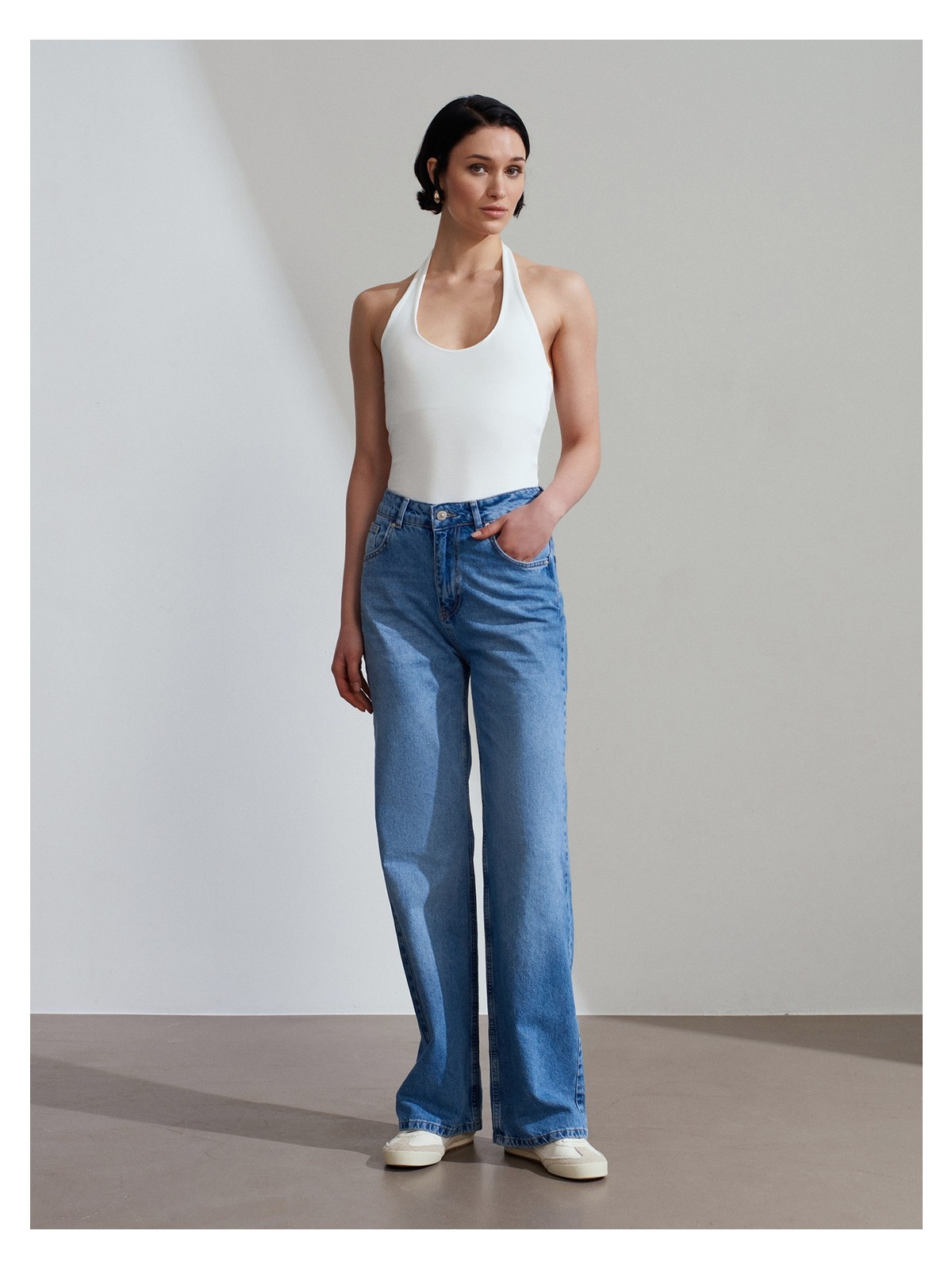 Dilvin 21052 Halter Yaka Top-Ekru - Görsel 5