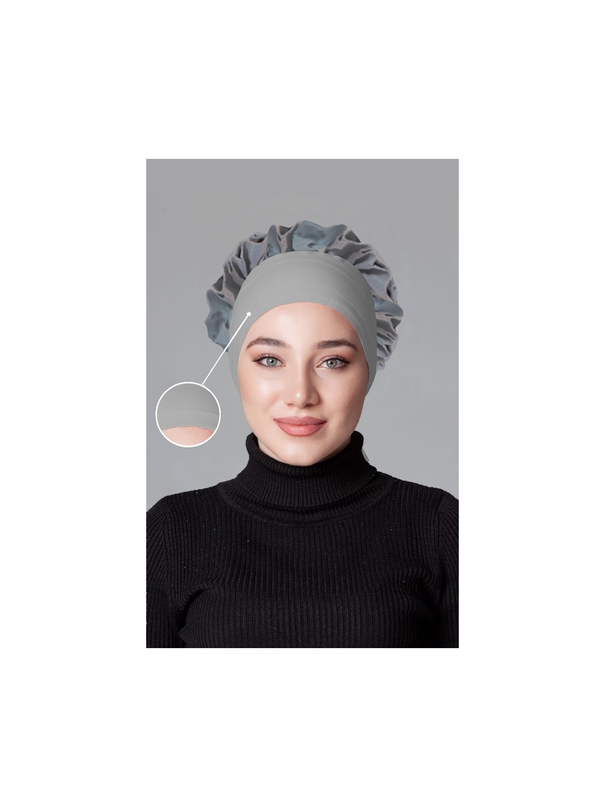 Nanak Gri Likralı Fırfırlı Kaymayan Bone