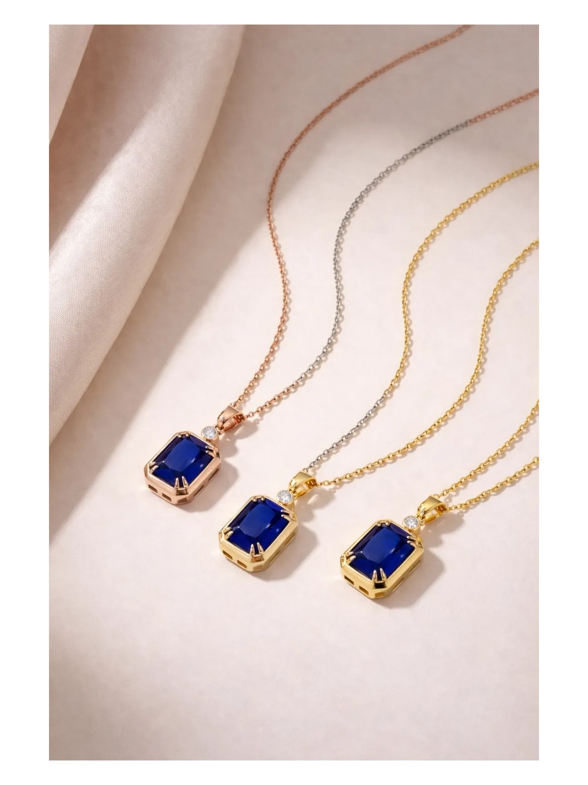 Evas Jewellery Doğal Pırlantalı 925 Gerçek Gümüş Safir Kolye, Kadınlar Için Özel Gün ve Doğum Günü Hediyesi - Görsel 5