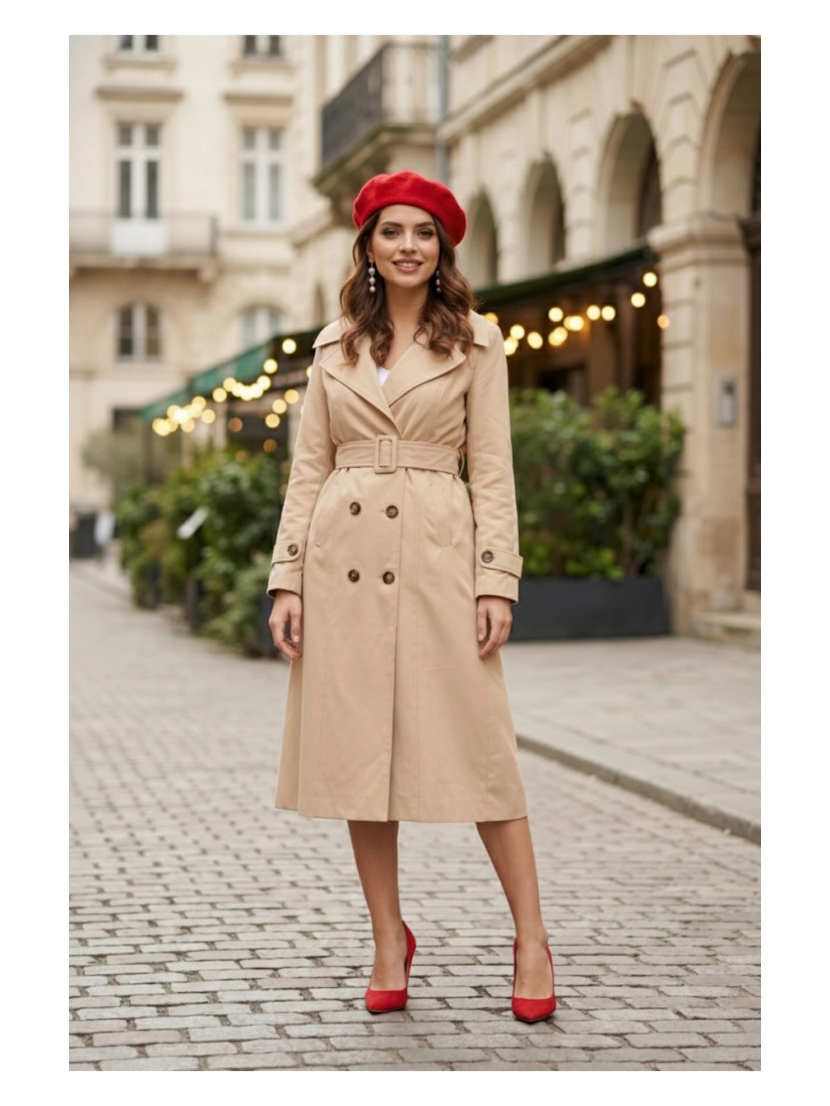 Pastelastore %100 Pamuk Ekstra Uzun (120CM) Kruvaze Kadın Trençkot 1121