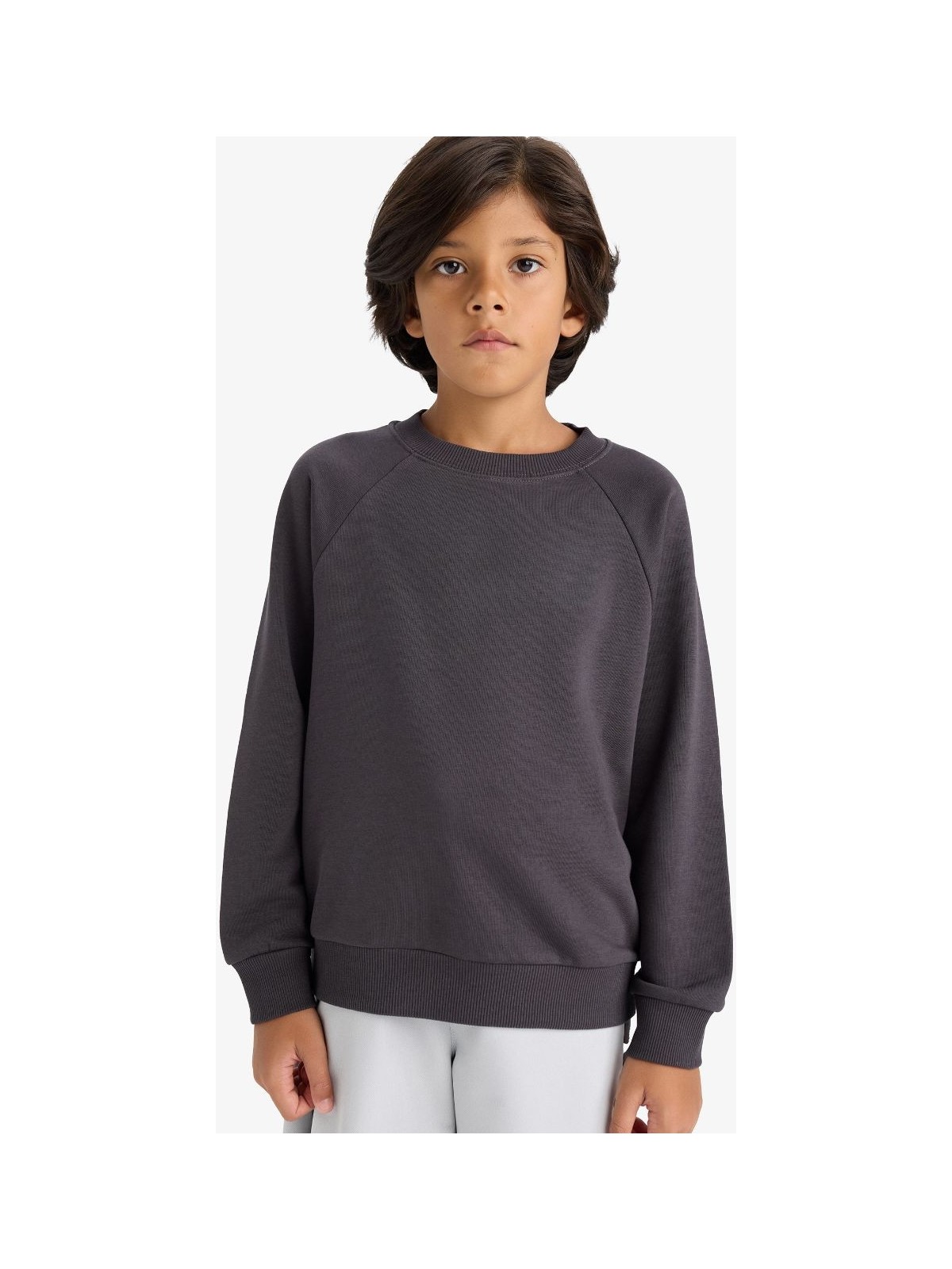 DeFacto Bisiklet Yaka Basic Düz Okul Sweatshirt Erkek Çocuk E8415A825AU - Görsel 4