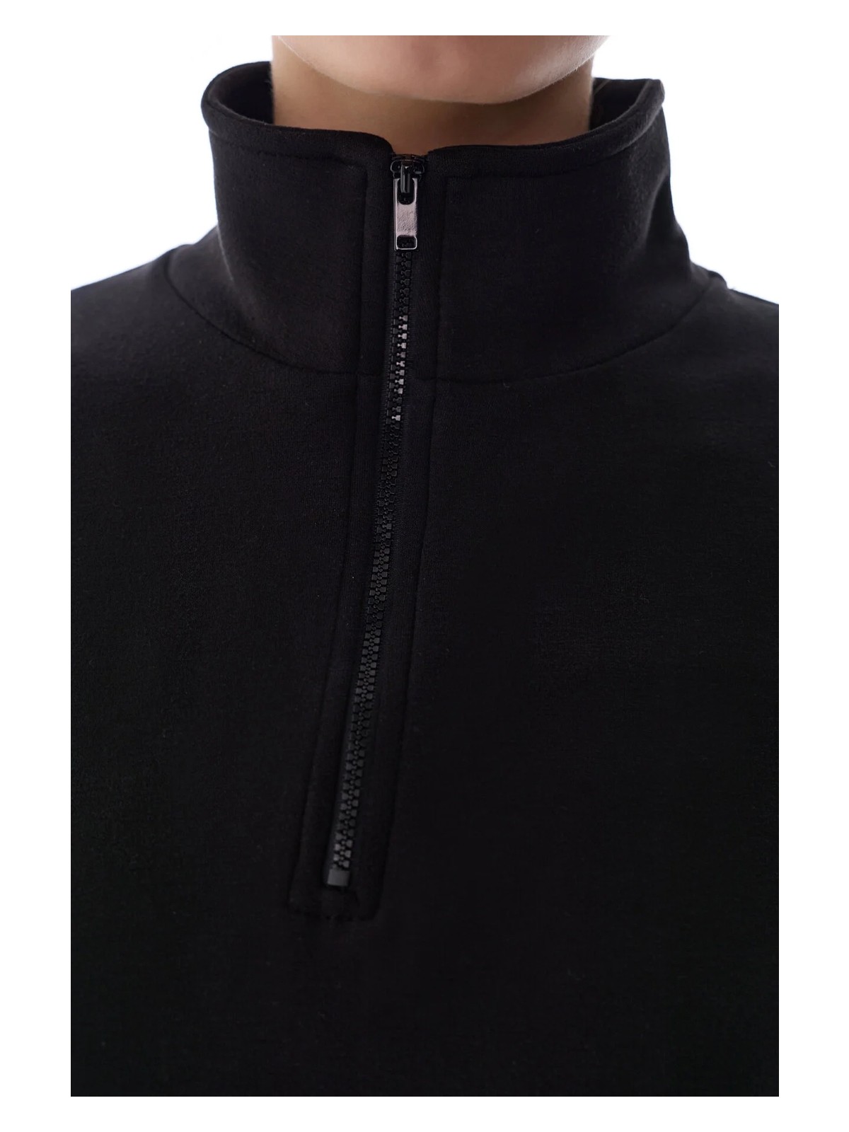 Penti Siyah Silky Touch Dik Yaka Fermuarlı Crop Sweatshirt - Görsel 5