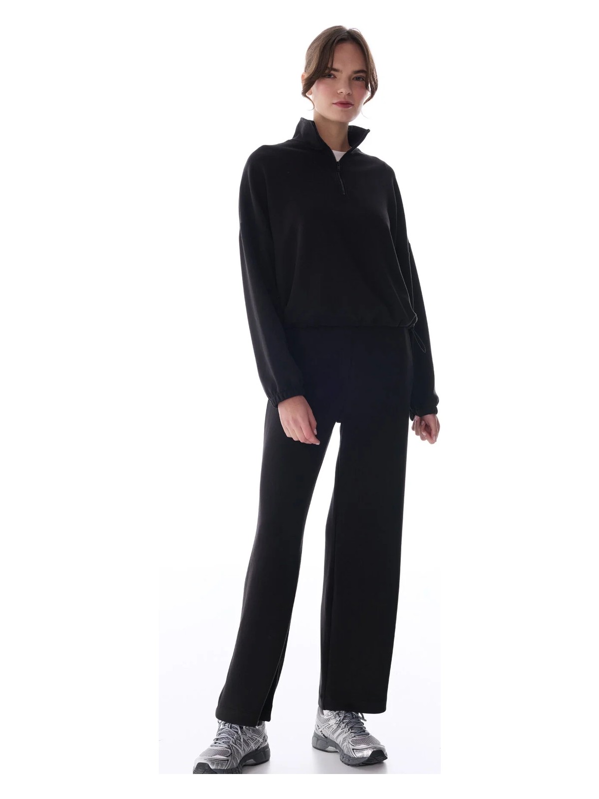 Penti Siyah Silky Touch Dik Yaka Fermuarlı Crop Sweatshirt - Görsel 6