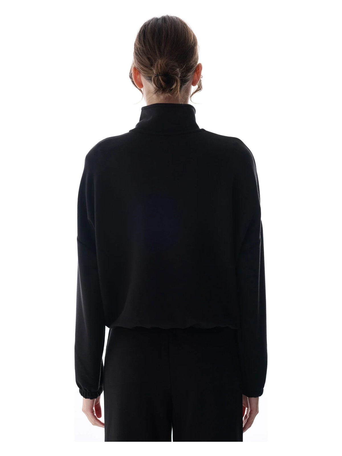 Penti Siyah Silky Touch Dik Yaka Fermuarlı Crop Sweatshirt - Görsel 7