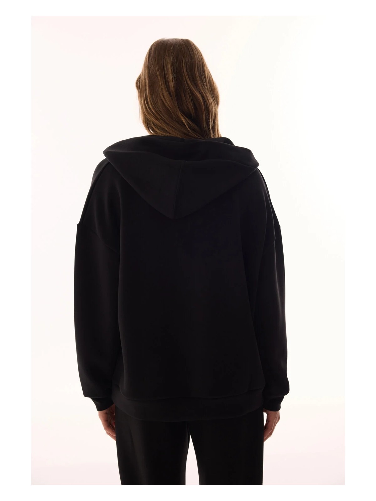Penti Siyah Kapüşonlu V Yaka Oversize Sweatshirt - Görsel 6