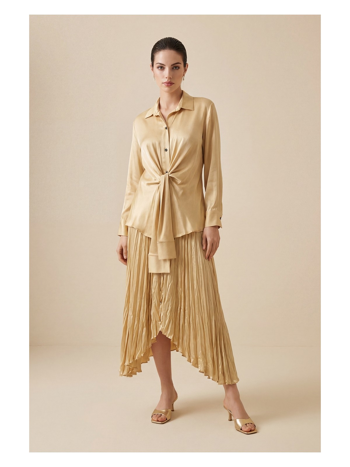 Setre Mor Bağlama Detaylı Uzun Kollu Gömlek - Görsel 4