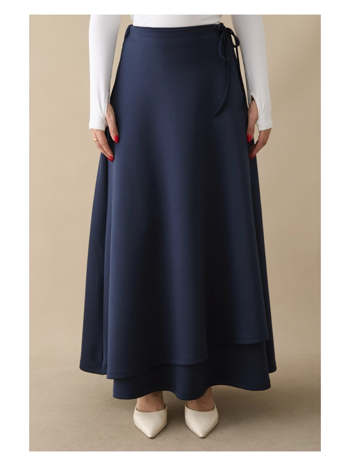 inStyle Yandan Bağlamalı Bordo Scuba Etek - Görsel 6