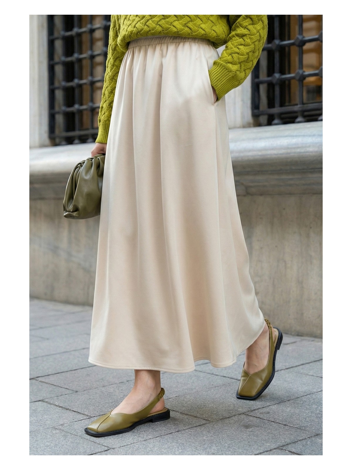 inStyle Cepli Kloş Duble Lacivert Etek - Görsel 5