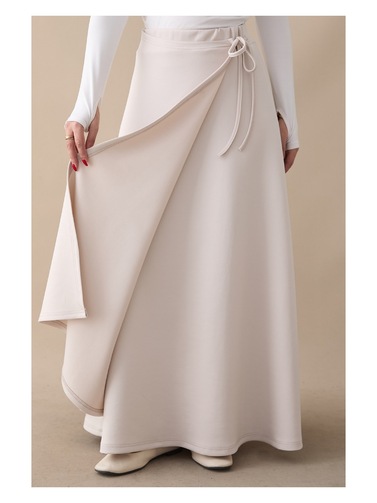 inStyle Yandan Bağlamalı Bordo Scuba Etek - Görsel 7