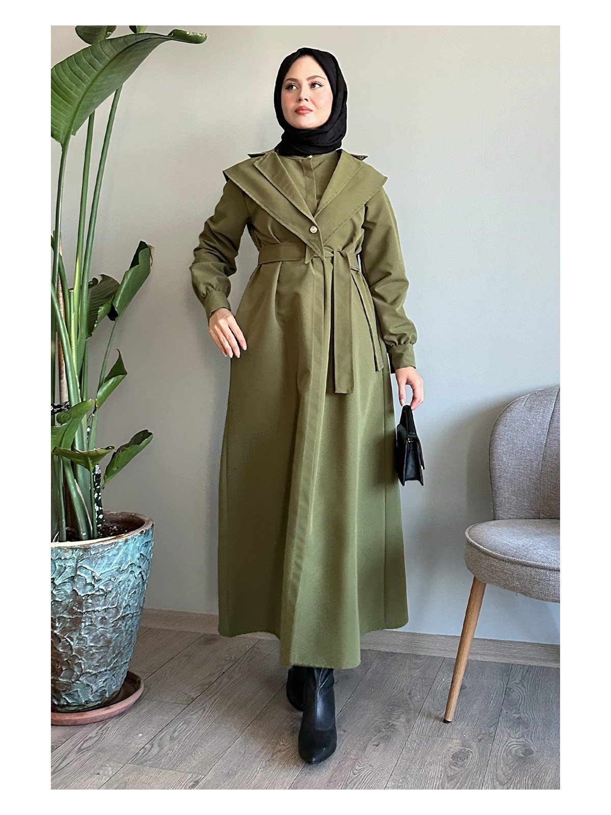 inStyle Bolerolu Kemerli Acı Kahve Trençkot - Görsel 4