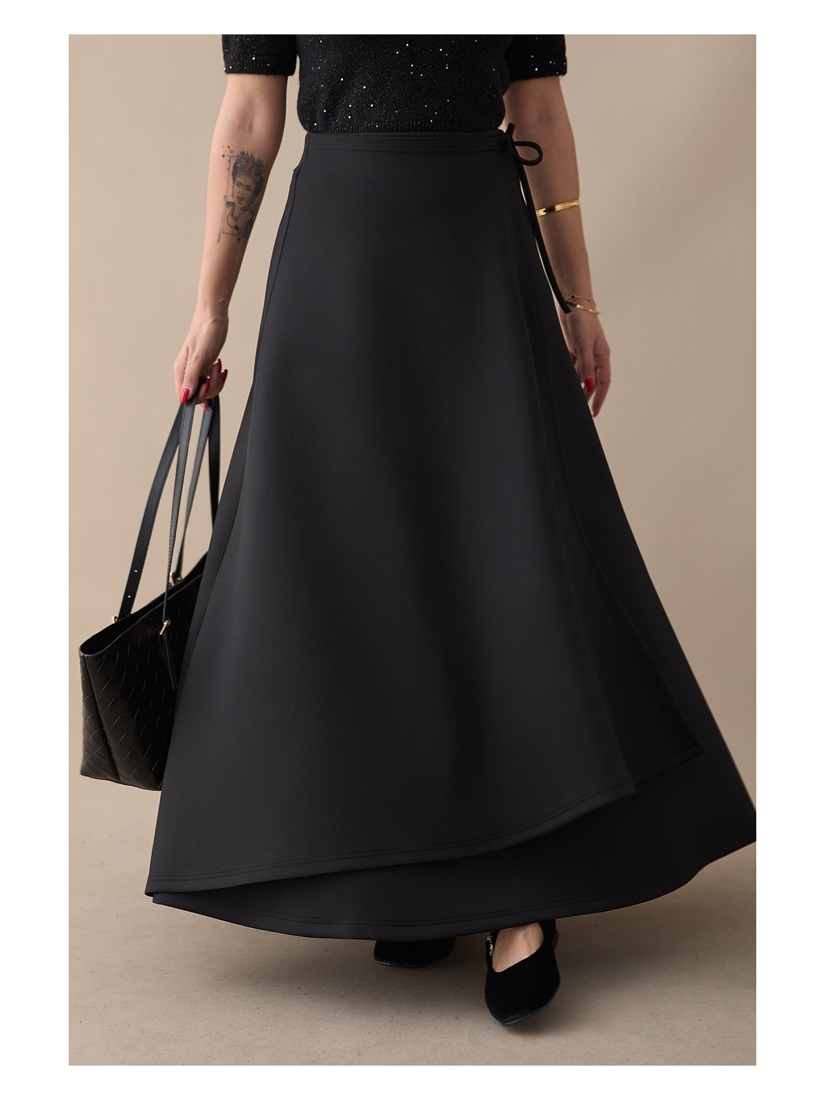 inStyle Yandan Bağlamalı Bordo Scuba Etek - Görsel 3