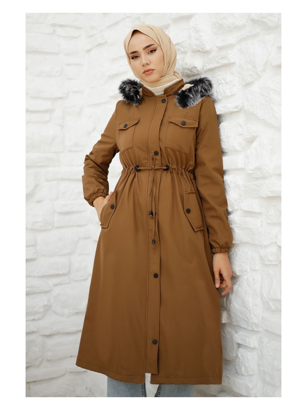 inStyle Cebi Kapaklı Içi Polar 0880 Kaban - Kahverengi