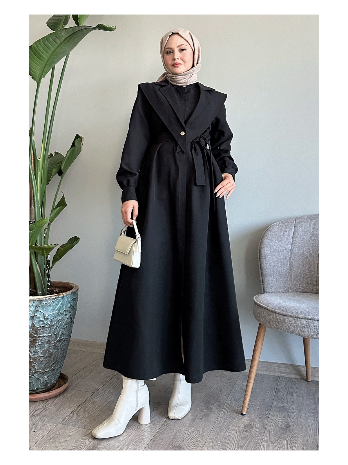 inStyle Bolerolu Kemerli Lacivert Trençkot - Görsel 3