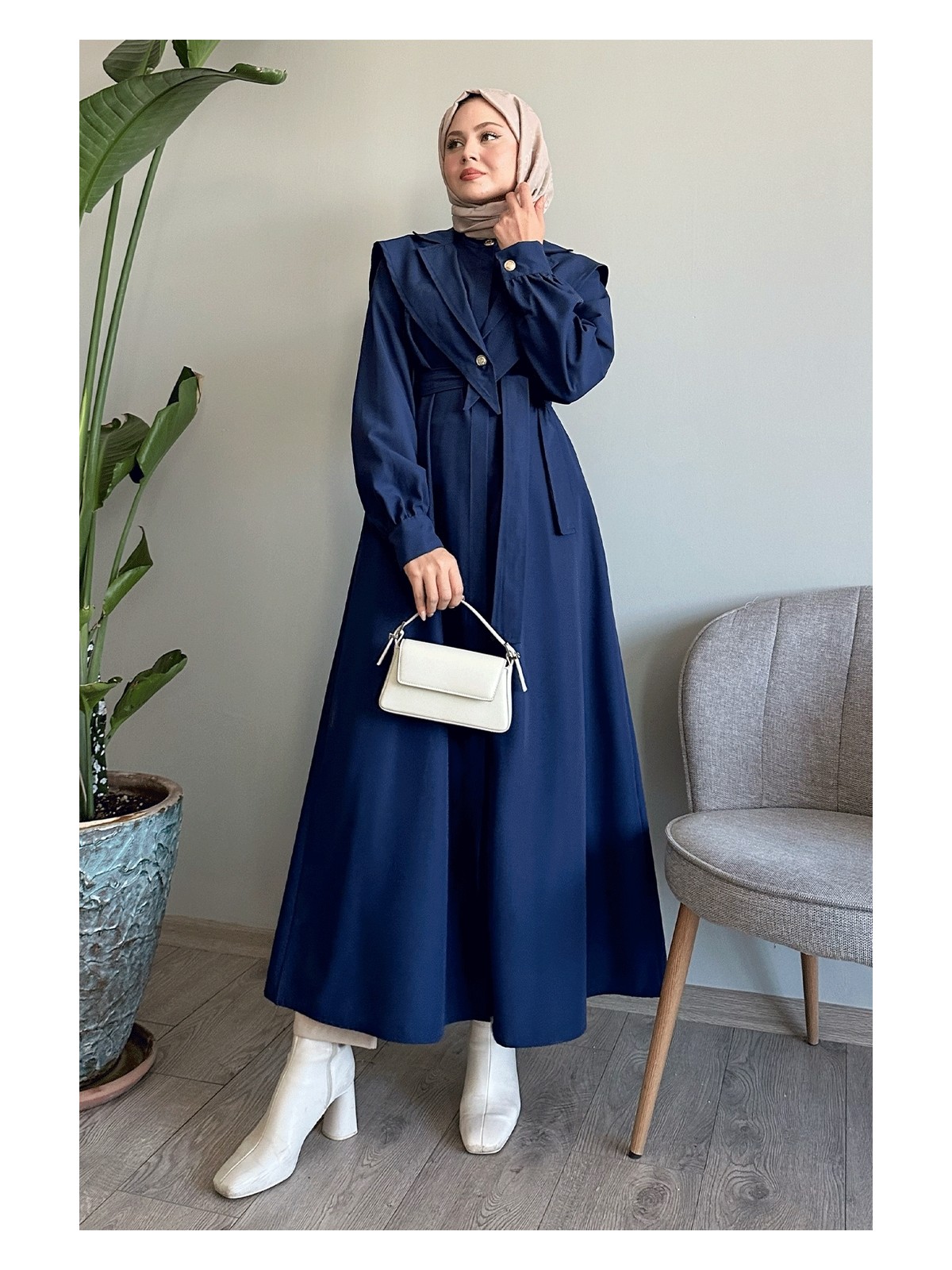 inStyle Bolerolu Kemerli Acı Kahve Trençkot - Görsel 5