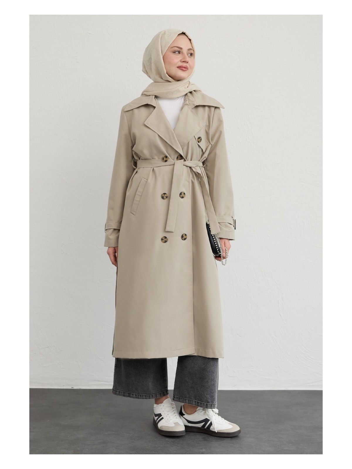 inStyle Kadın Keten Trençkot Mint Yeşili Çapraz Cep Detayları ile Şık ve Rahat Tasarım - Görsel 7