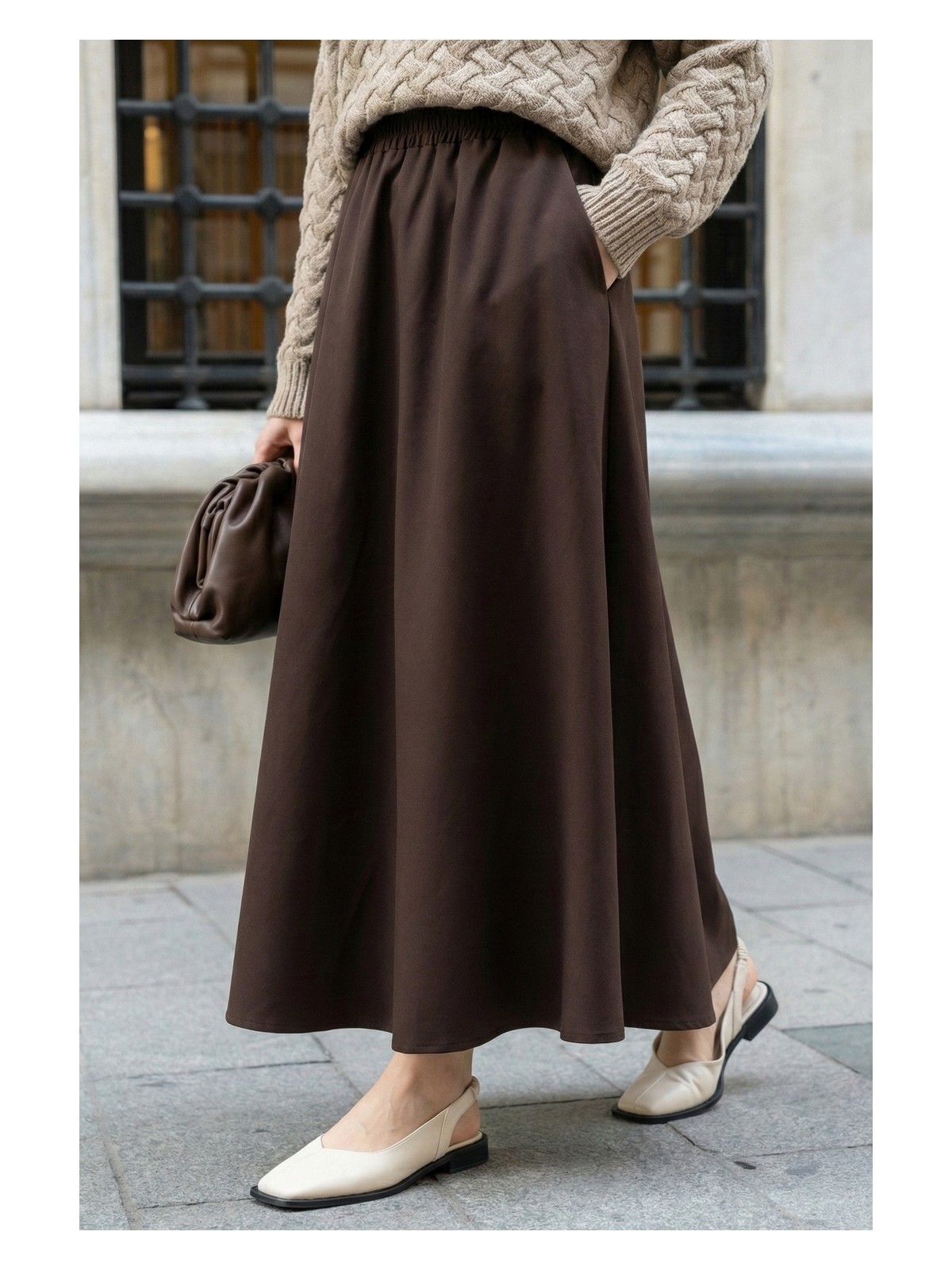 inStyle Cepli Kloş Duble Lacivert Etek - Görsel 4