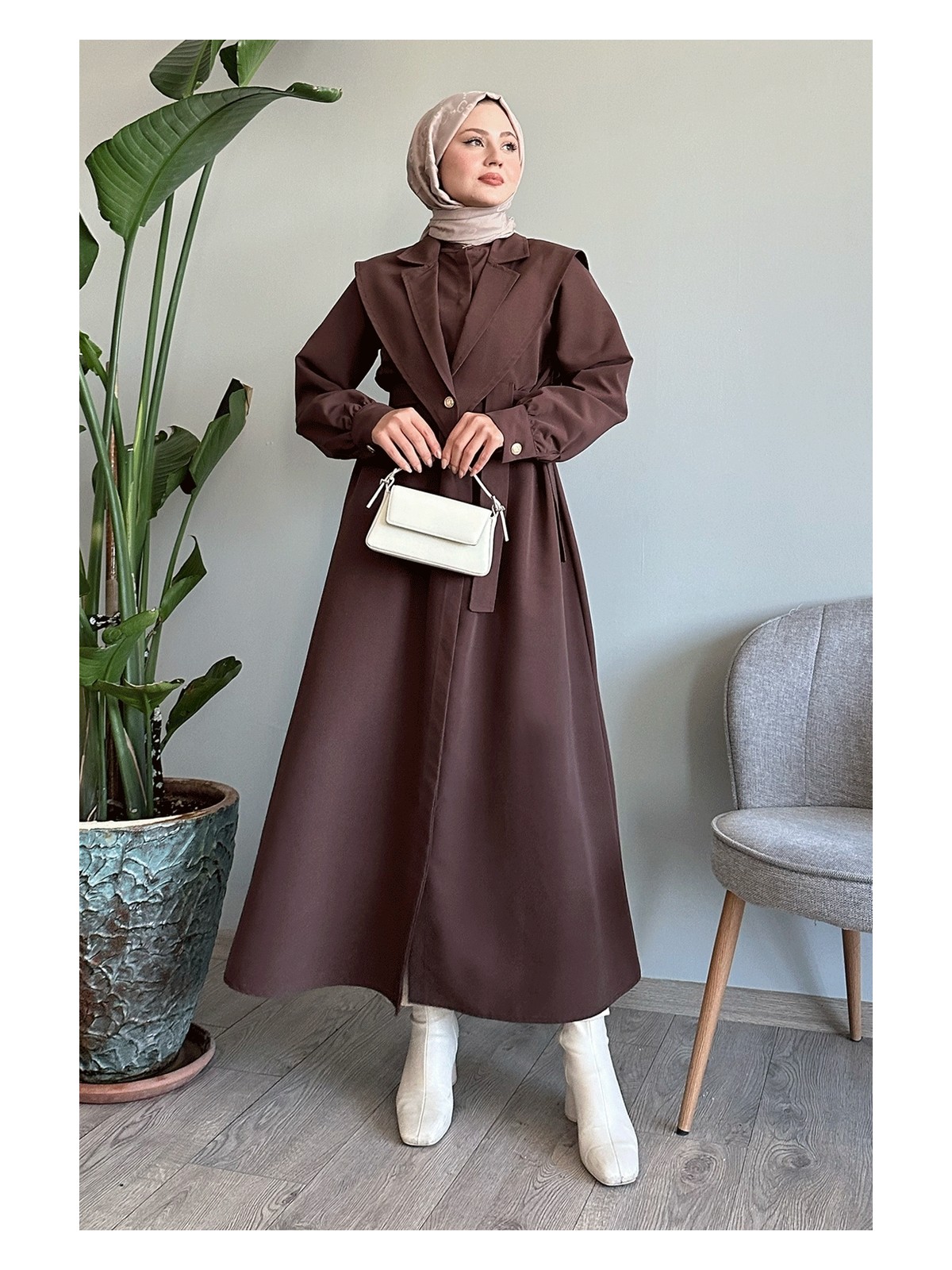 inStyle Bolerolu Kemerli Lacivert Trençkot - Görsel 7