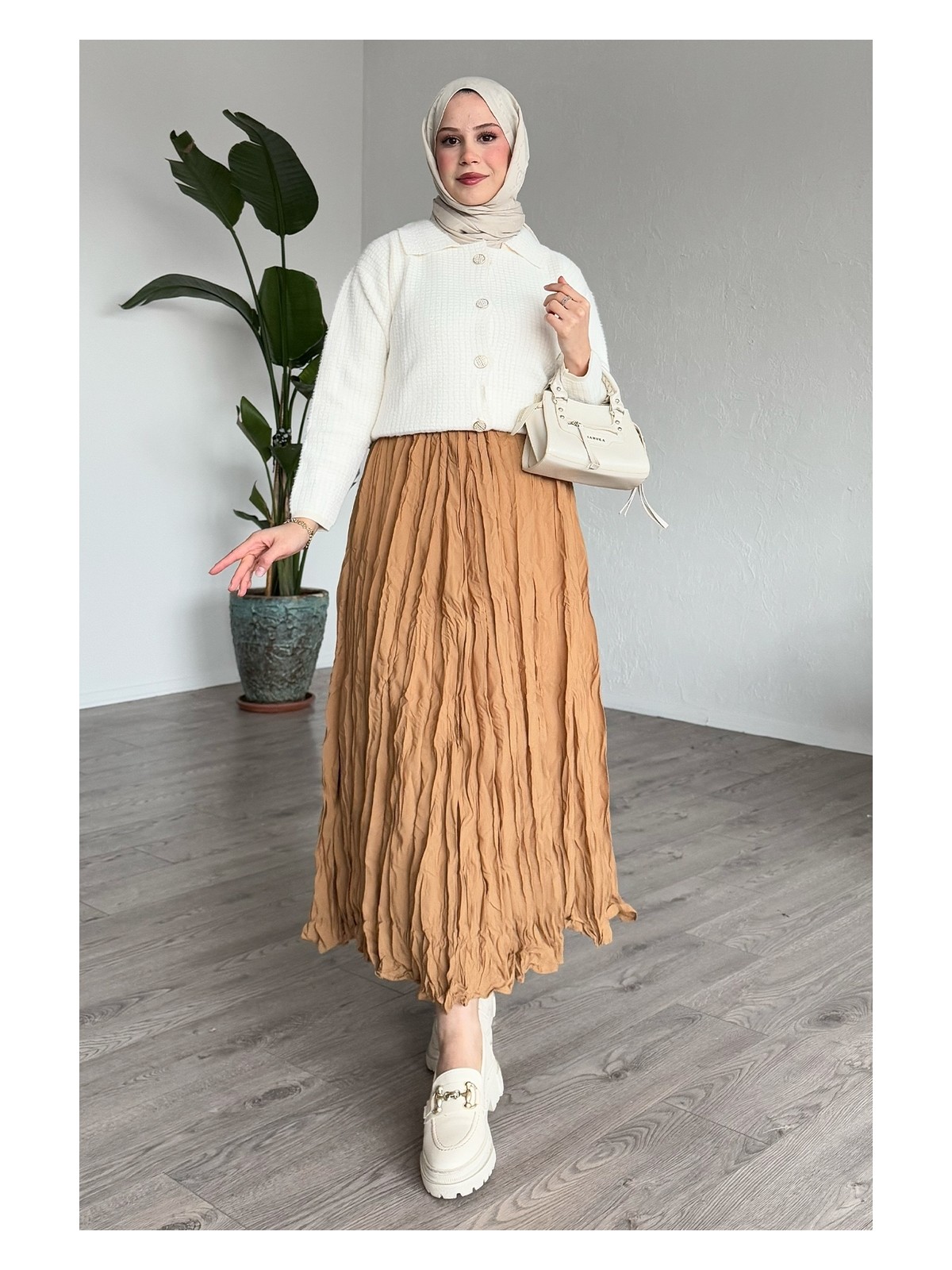 inStyle Kraş Etek Acı Kahve - Görsel 4