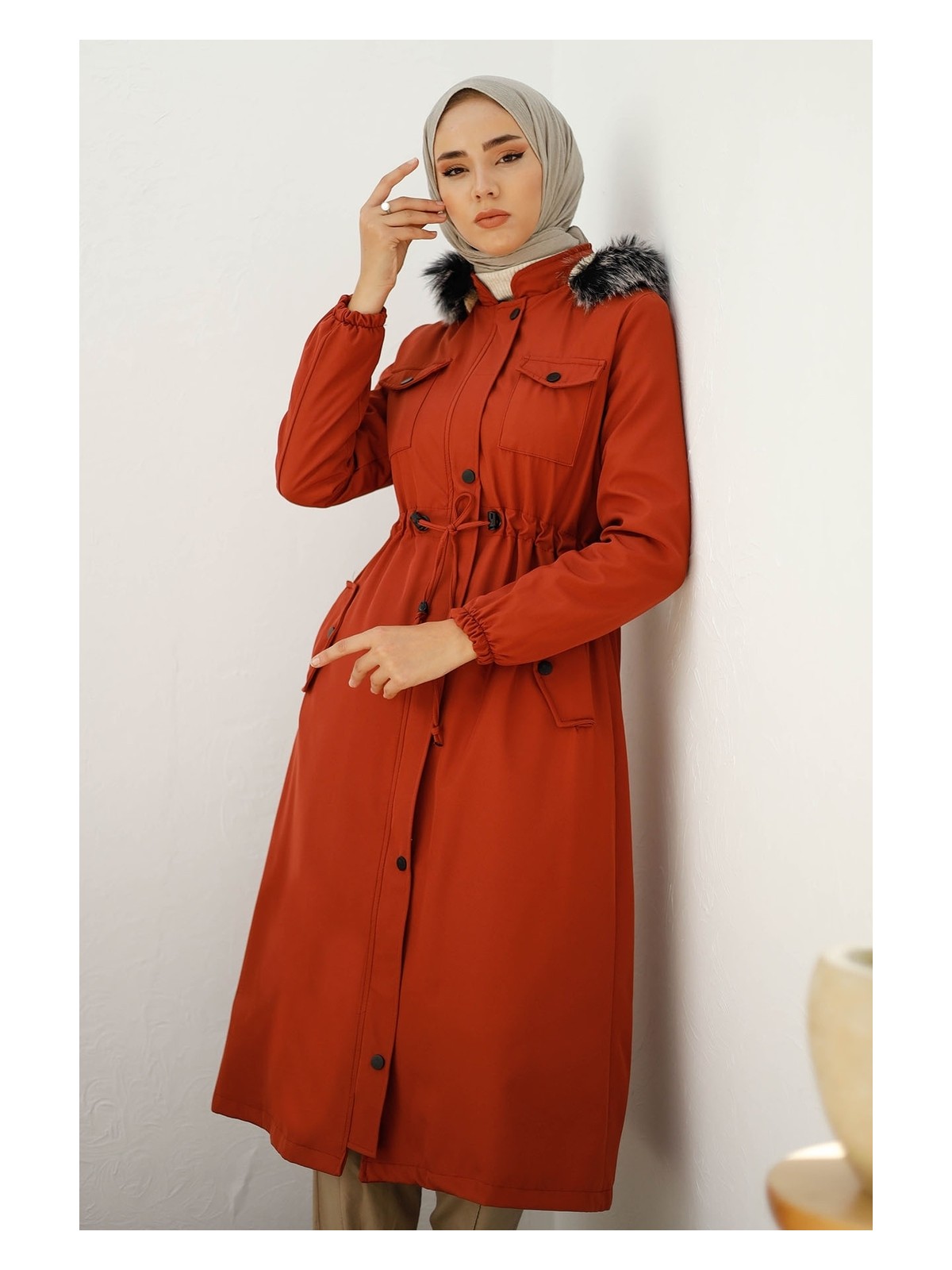 inStyle Cebi Kapaklı Içi Polar 0880 Kaban - Kahverengi - Görsel 5