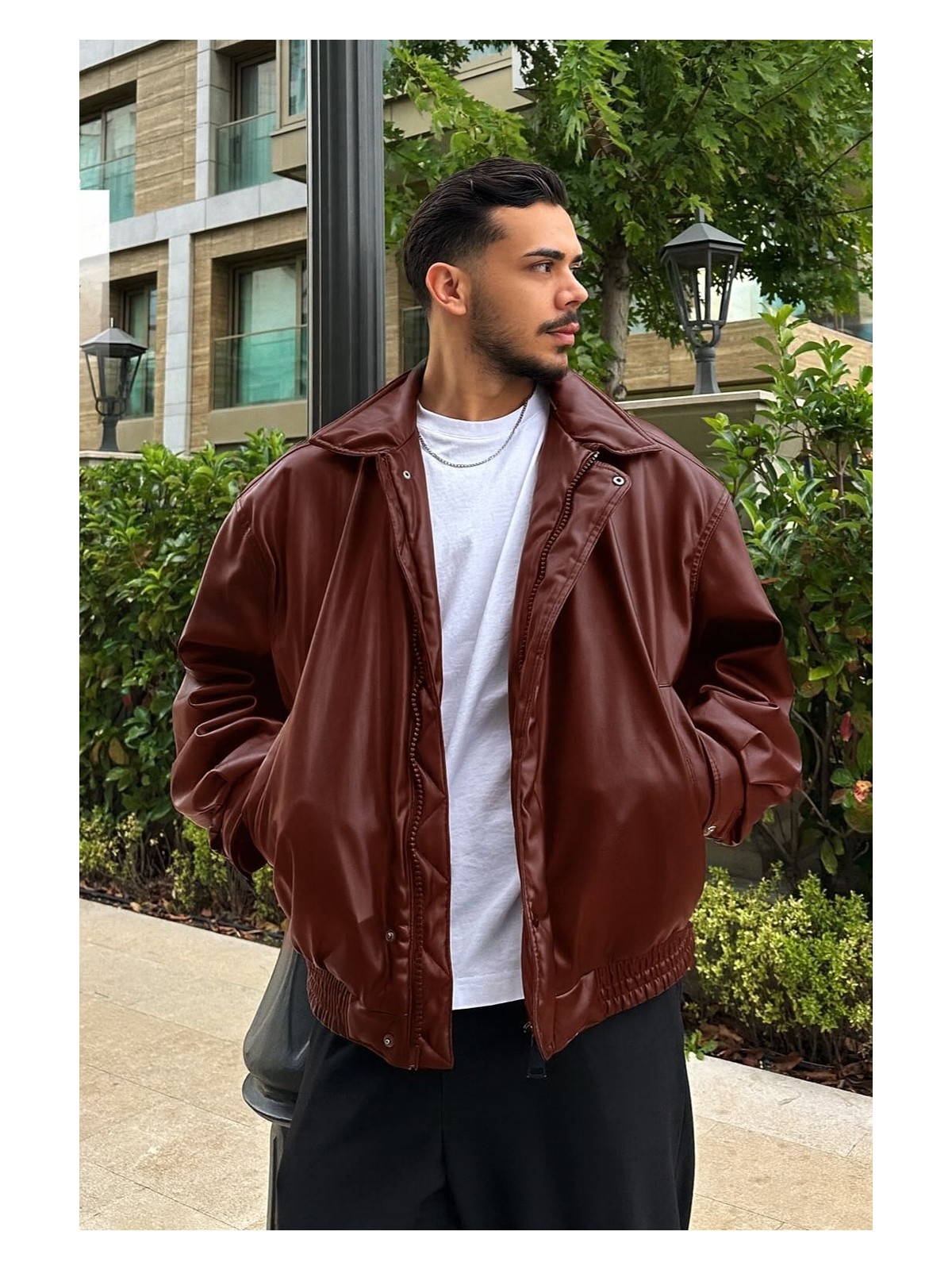 Çerme Vintage Erkek Oversize Siyah Deri Ceket - Görsel 5