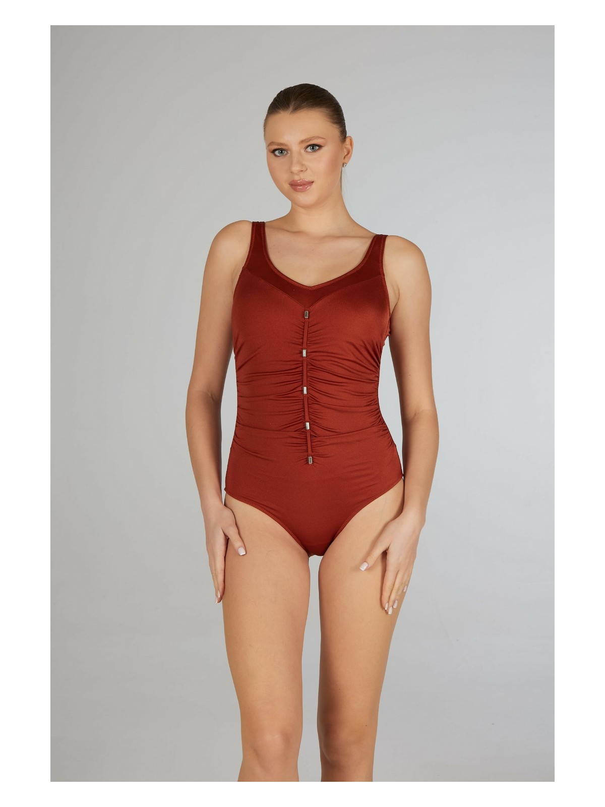 Estiva Kadın Kırmızı Concept Aksesuarlı Tek Parça Mayo