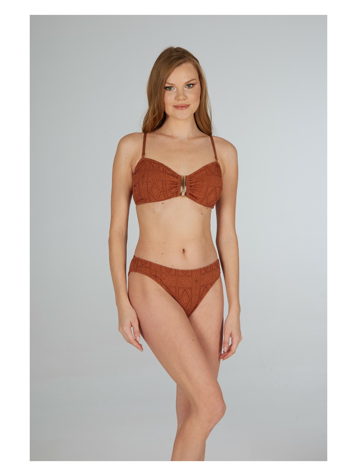 Estiva Kadın Kahverengi Concept Aksesuarlı Straplez Bikini Takımı