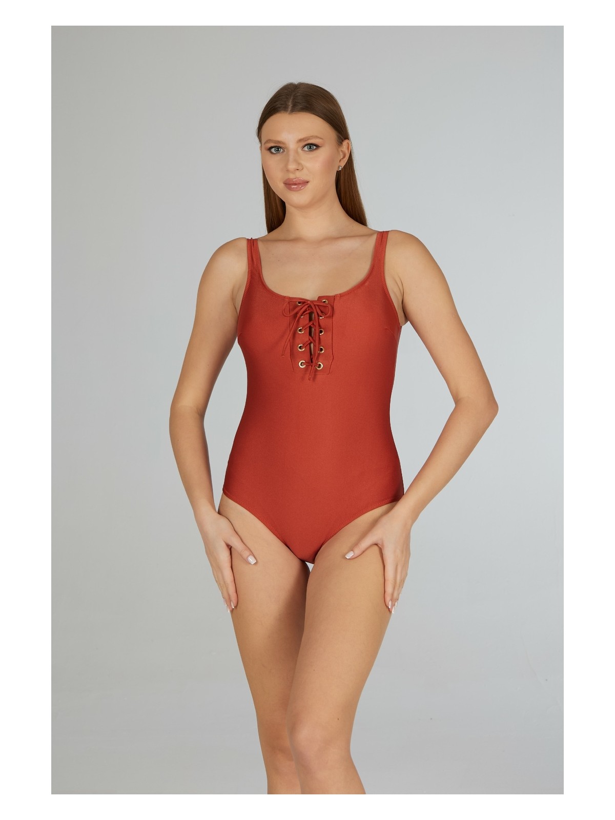 Estiva Kadın Tarçın Bağcık Detaylı Concept Tek Parça Mayo