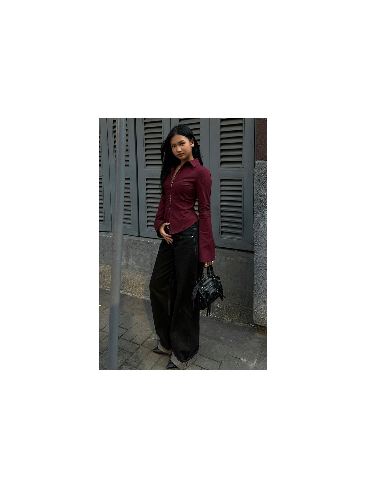 Madmext Bordo Vücuda Oturan Slim Fit Kadın Gömlek MG2659