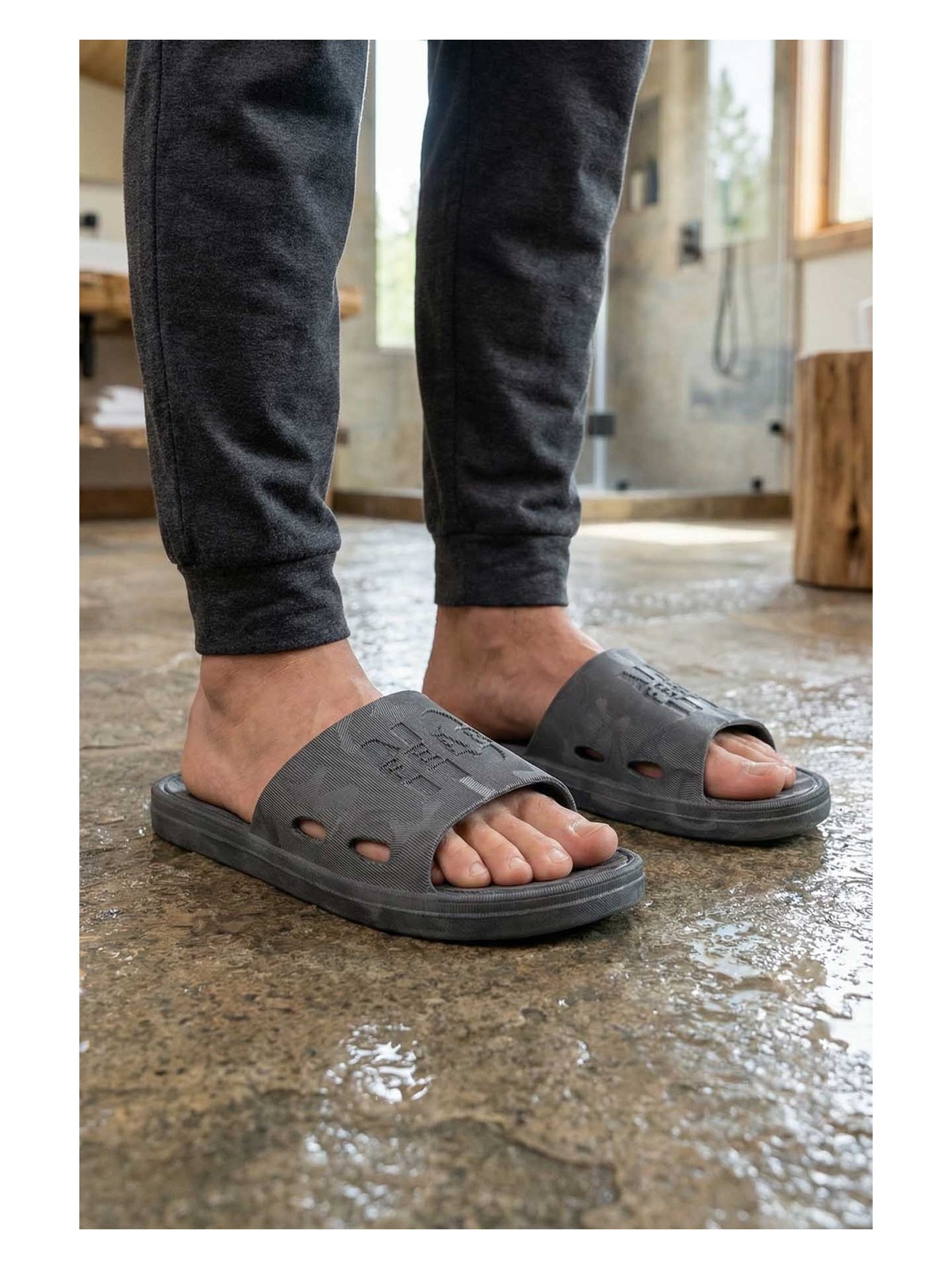 Gezer Yazlık Erkek No Fear Airblow Islak Zemine Uygun Günlük Ev Bahçe Havuz Terlik - Görsel 5