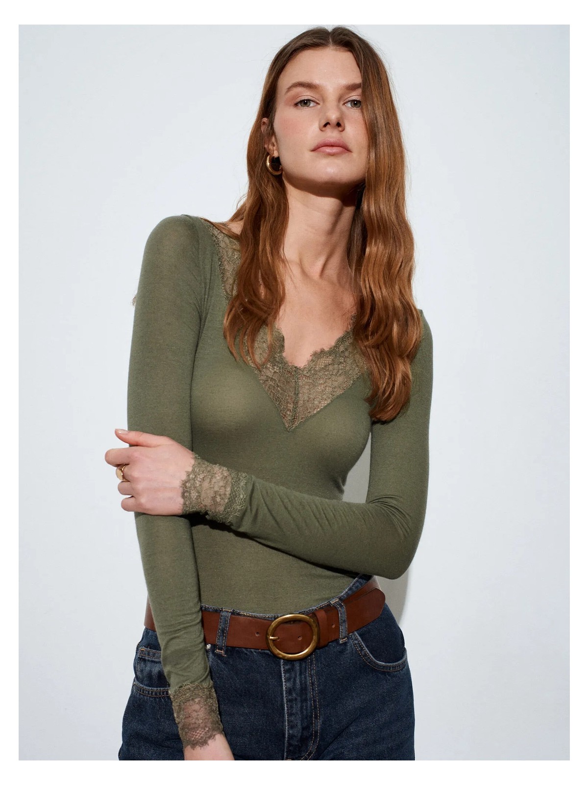 Dilvin 32311 Dantelli Kaşmir Bluz-Siyah - Görsel 9